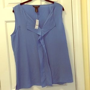 New WHBM light blue silk sleeveless blouse